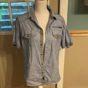 Casual Blue Button Down Shirt with Classic Collar